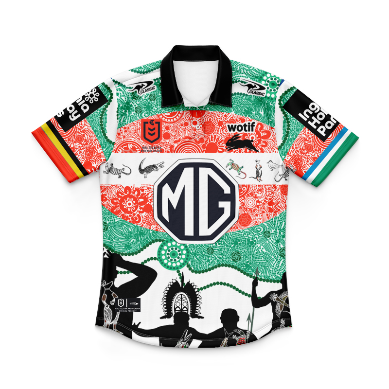 Kid's NRL South Sydney Rabbitohs 2024 Indigenous Polo Shirt