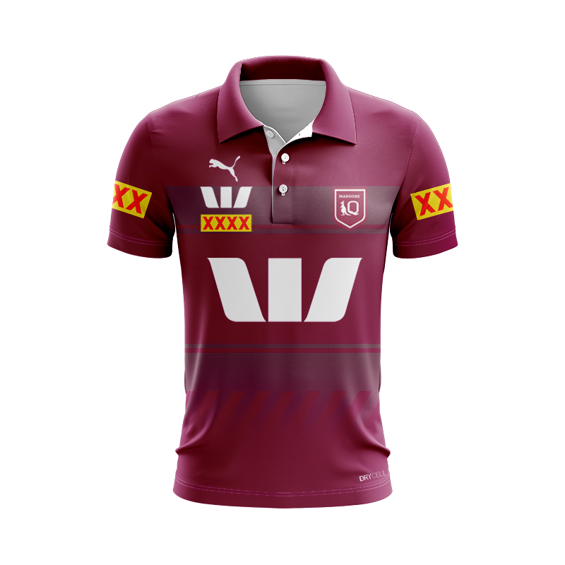 NRL QLD Maroons 2025 Red Training Polo Shirt