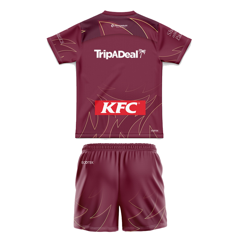 Kid's NRL Manly Warringah Sea Eagles 2025 Maroon Training Jersey+Shorts