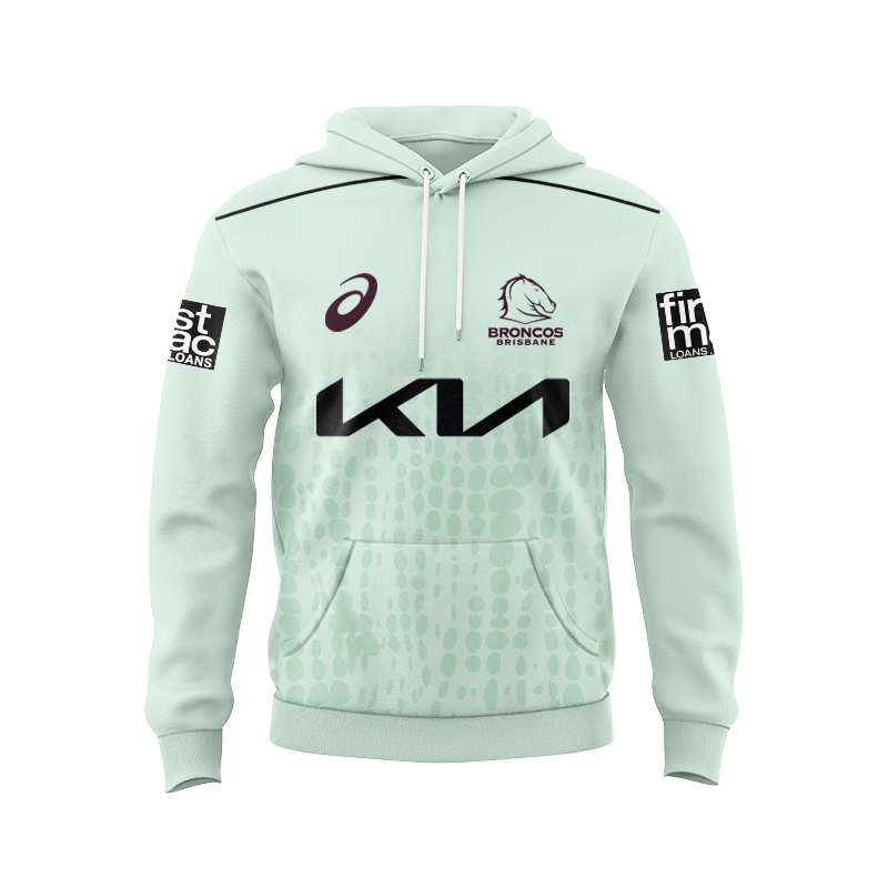 NRL Brisbane Broncos 2025 Mint Training Hoodie