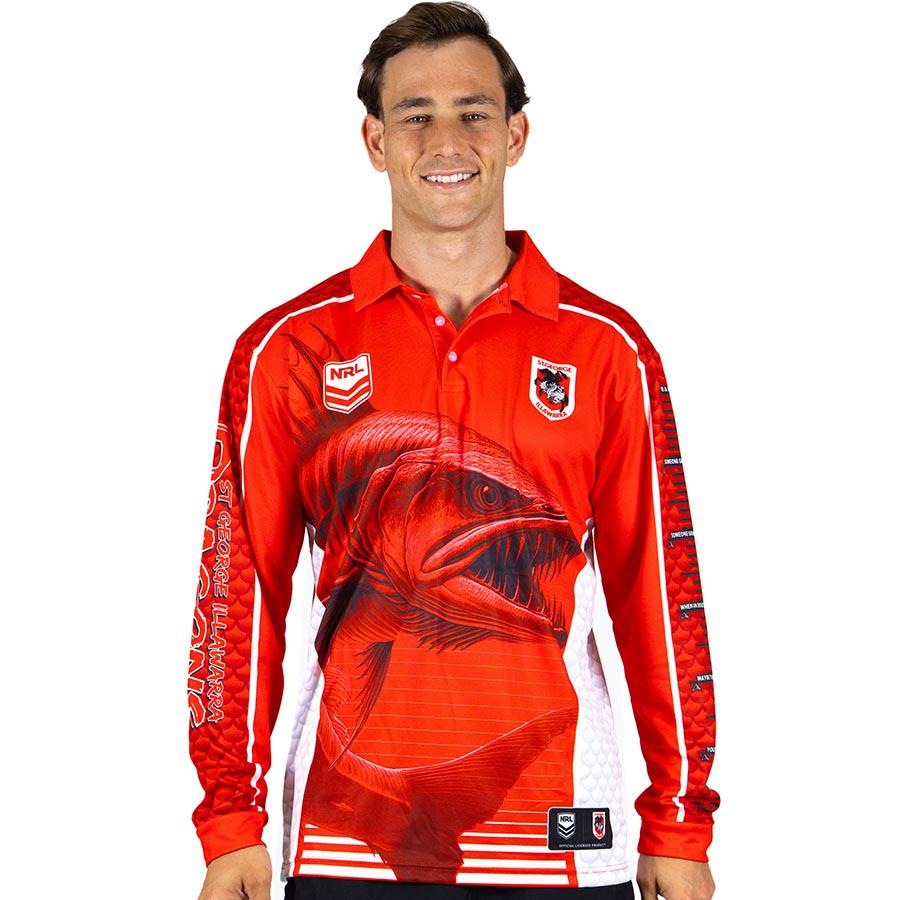 NRL St George Illawarra Dragons 2025 Barracuda Fishing Shirt