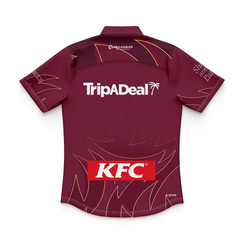 Kid's NRL Manly Warringah Sea Eagles 2025 Maroon Training Polo Shirt