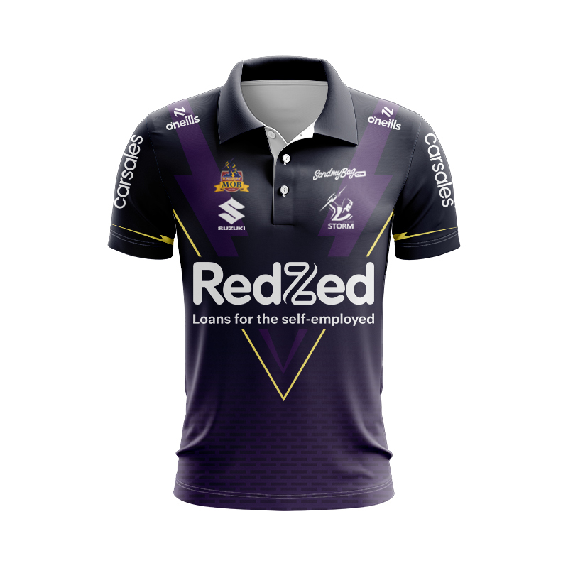 NRL Melbourne Storm 2025 Run Out Polo Shirt