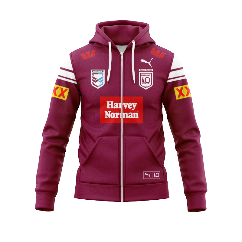 NRL QLD Maroons 2025 Away Zipper Hoodie
