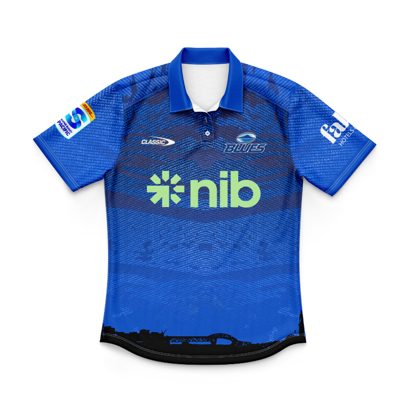 Kid's Auckland Blues Super Rugby 2025 Home Polo Shirt