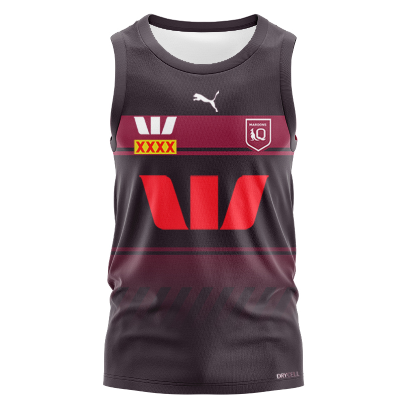 NRL QLD Maroons 2025 Dark Training Singlet