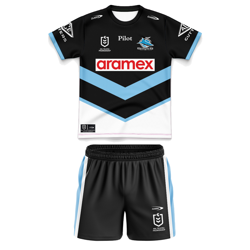 Kid's NRL Cronulla-Sutherland Sharks 2025 Away Jersey+Shorts