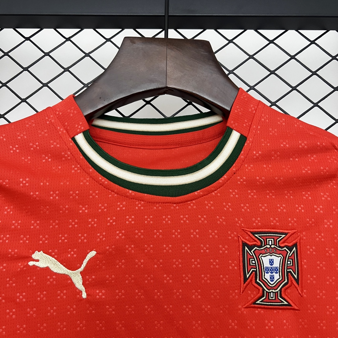 Kid's Portugal Home Long Sleeve Jersey+Shorts 2025