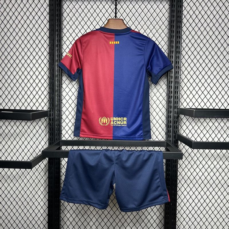 Barcelona Home Soccer Kids Kit Jersey+Shorts 2024/25 - Spotify Logo Without Text