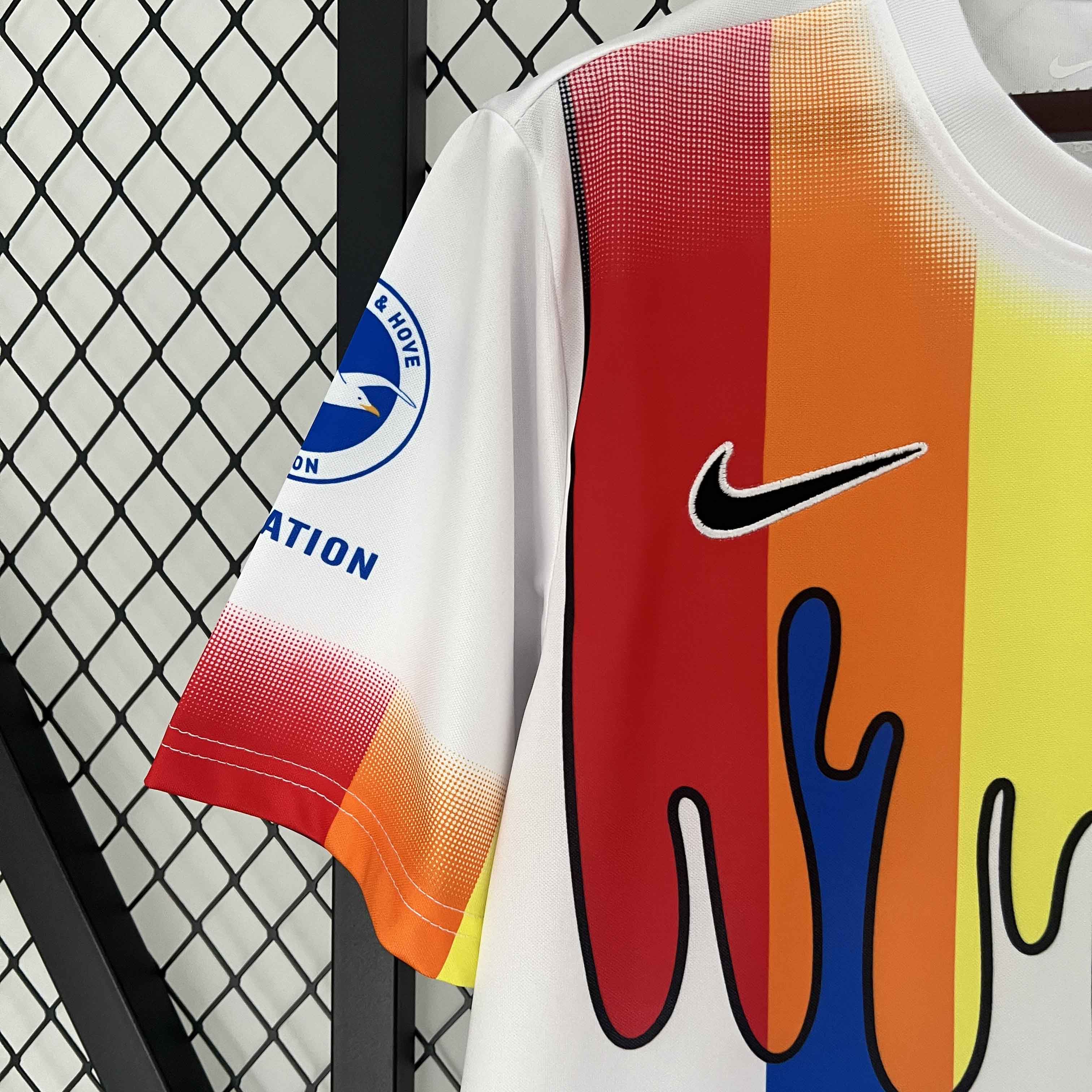 Brighton & Hove Albion Football Jersey Rainbow Laces Pre-Match Custom Shirt 2024/25