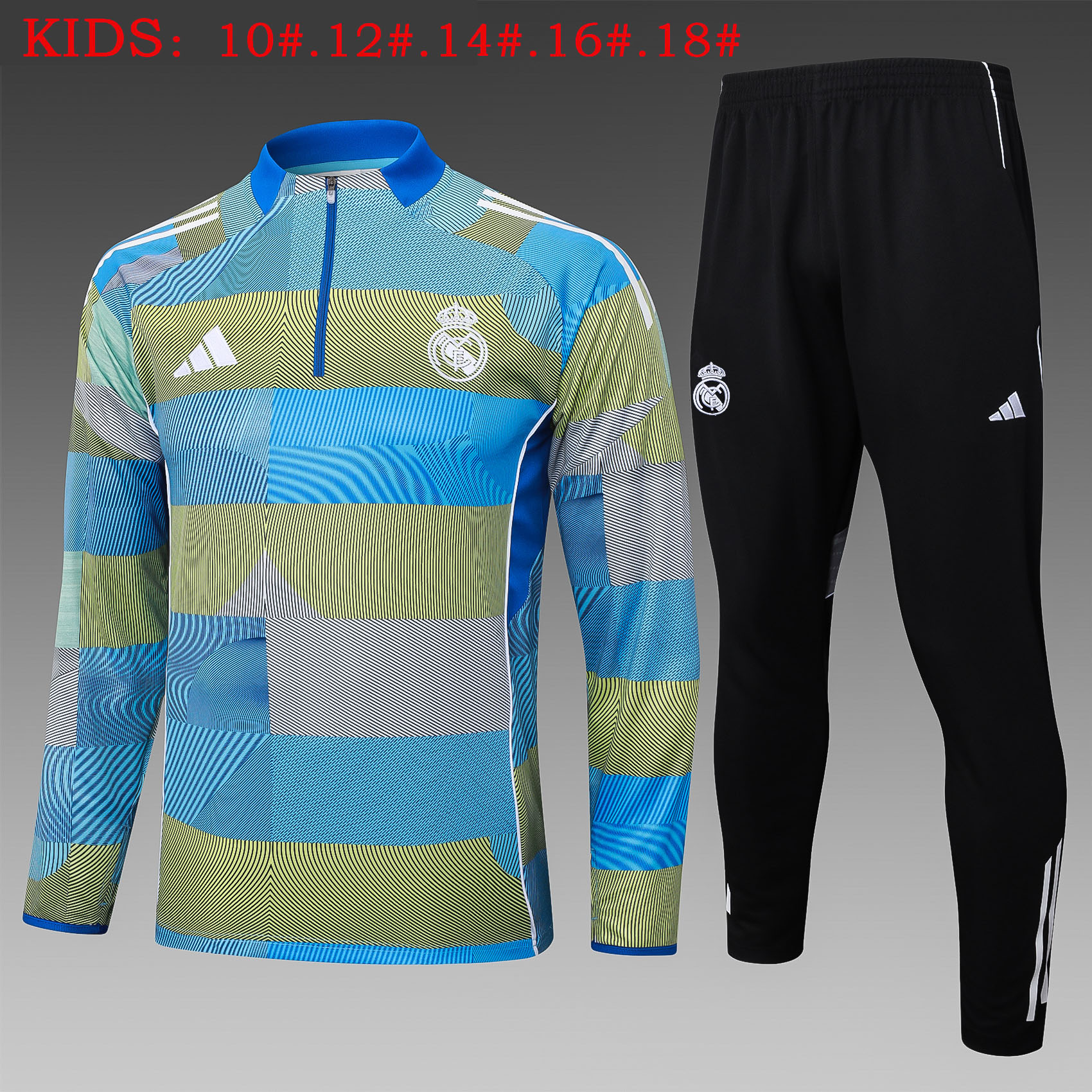 Kids Real Madrid Training Kit (Sweatshirt+Pants) Green 2025/26