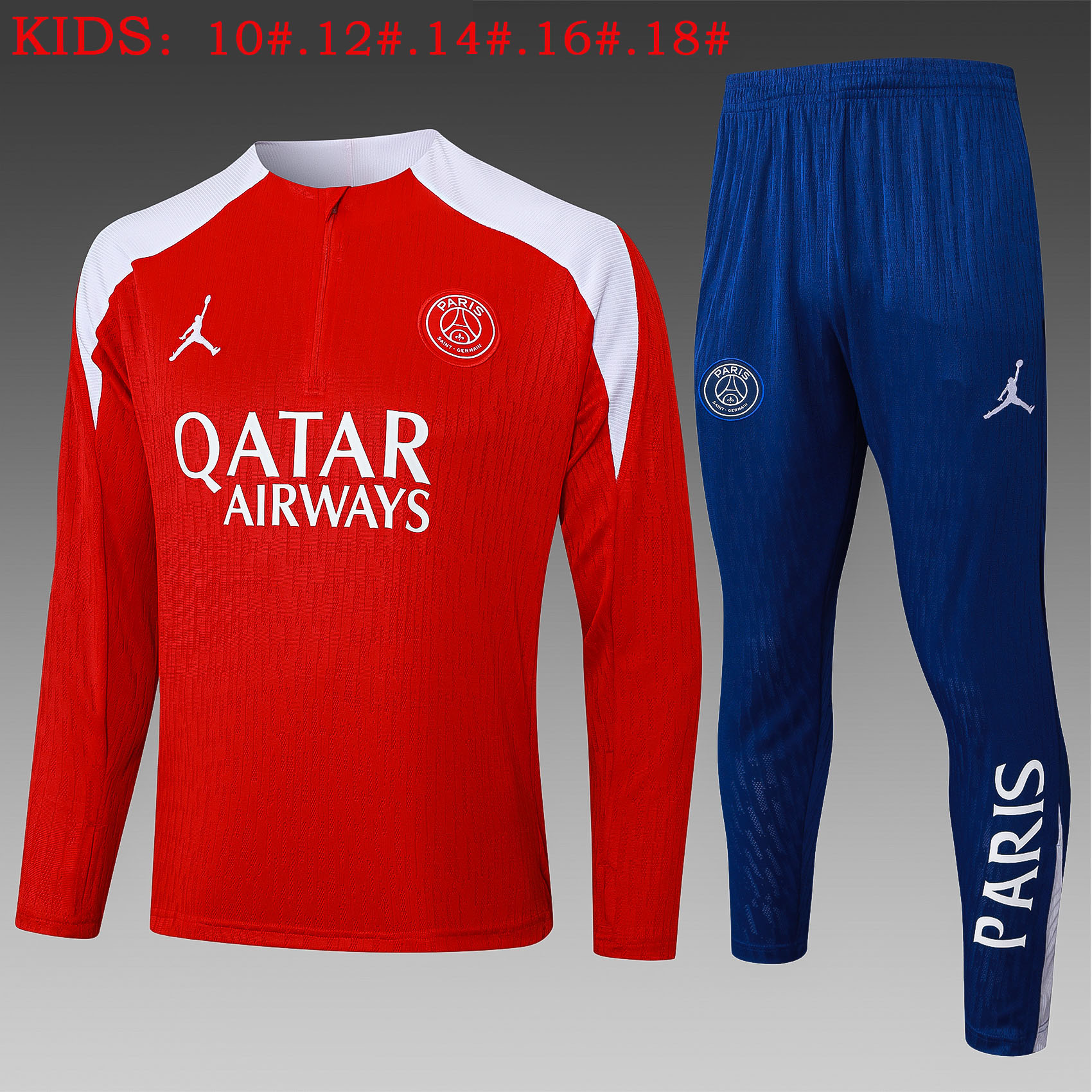 Kids PSG Authentic Training Kit (Sweatshirt+Pants) Red 2025/26 - Player Version