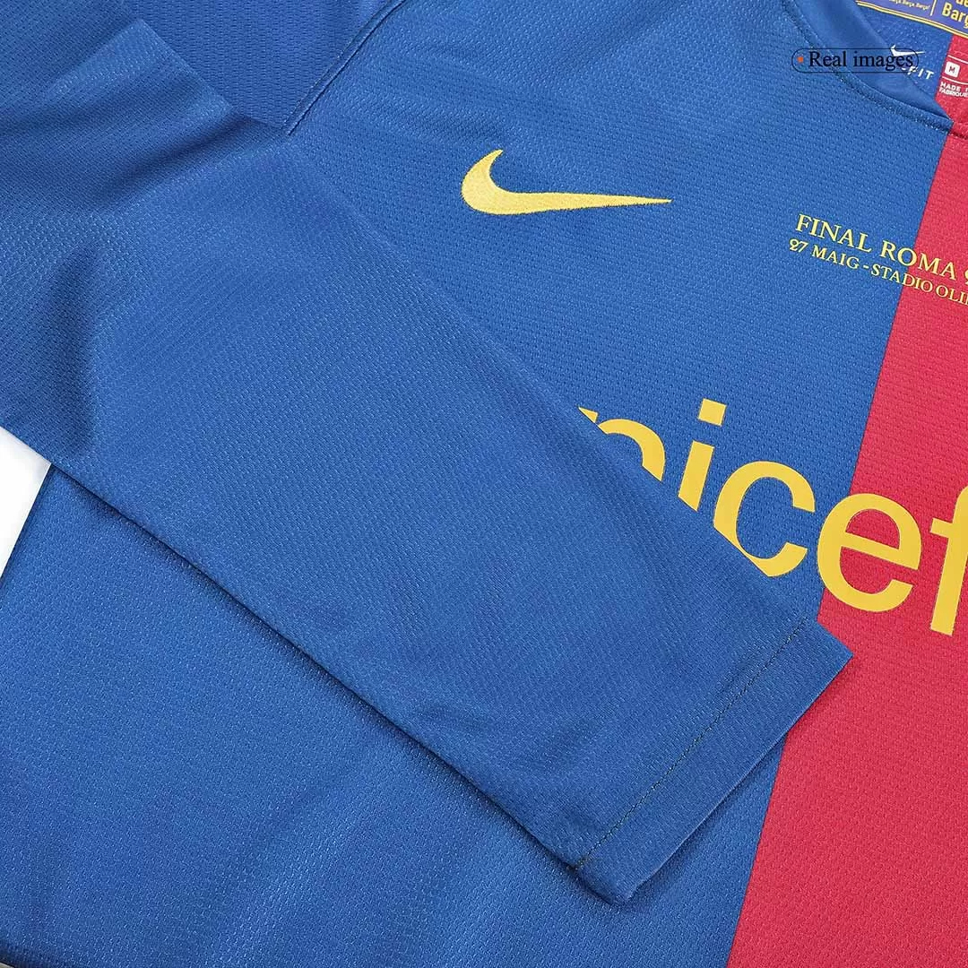 Barcelona Retro Jersey Home Soccer Shirt Long Sleeve 2008/09 - UCL