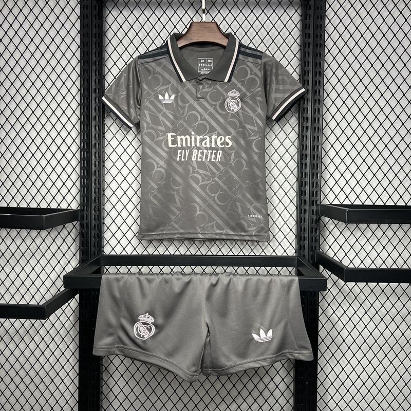 Real Madrid Soccer Jersey Third Away Kids Kit Jersey+Shorts 2024/25