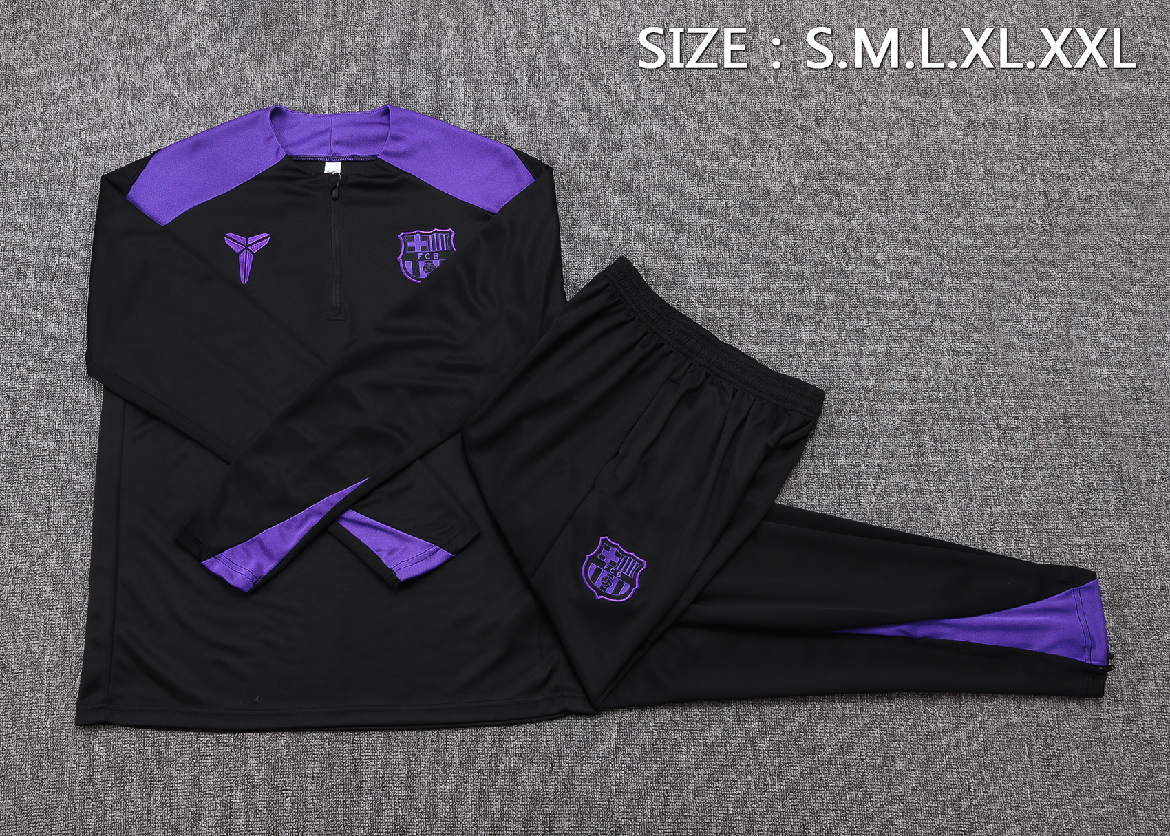 Barcelona Training Kit (Sweatshirt+Pants) Black&Purple 2025/26