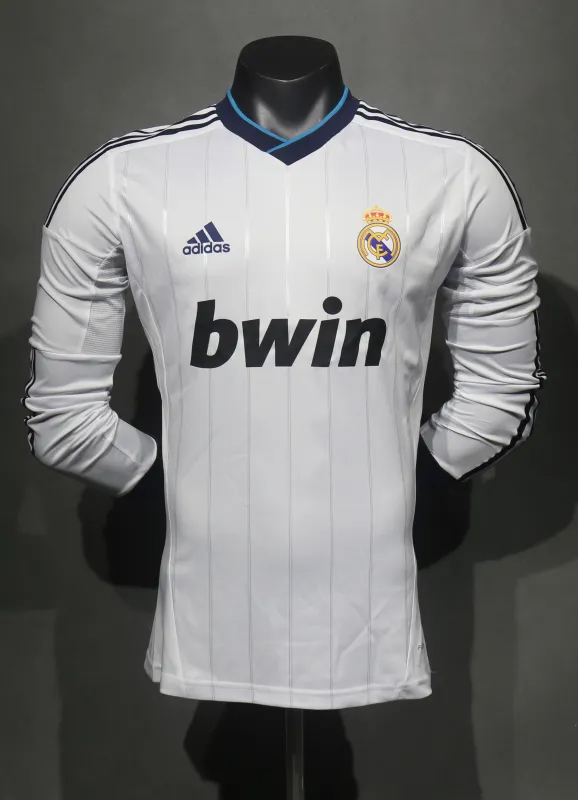 Real Madrid Authentic Retro Jersey Home Long Sleeve Soccer Shirt 2012/13