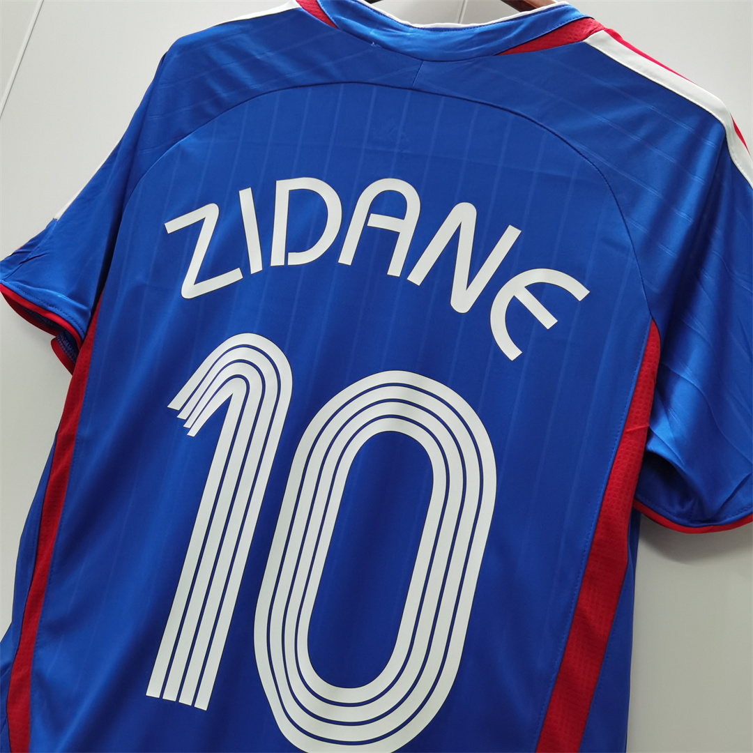Zidane#10 France Retro Soccer Jersey Home Shirt World Cup 2006
