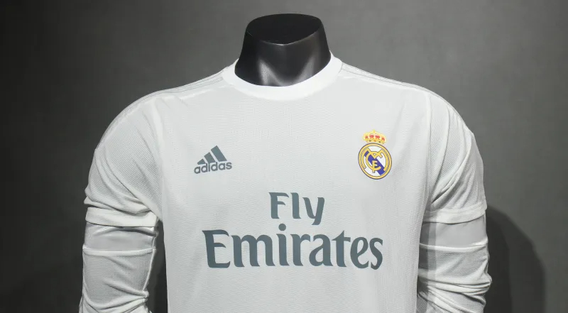 Real Madrid Authentic Retro Jersey Home Long Sleeve Soccer Shirt 2015/16