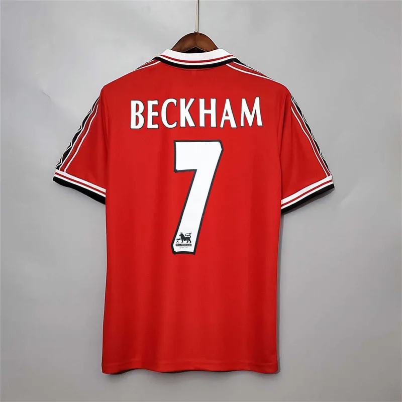 Beckham #7 Manchester United Retro Home Football Jersey Shirt 1998/99