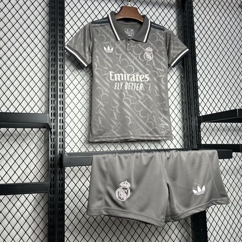 Real Madrid Soccer Jersey Third Away Kids Kit Jersey+Shorts 2024/25