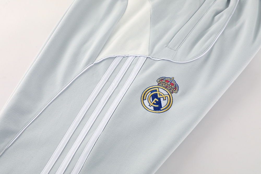 Real Madrid Hoodie Training Kit (Jacket+Pants) Light Grey 2025/26