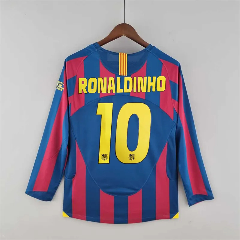 Barcelona Retro Jersey Home Long Sleeve Soccer Shirt 2005-06