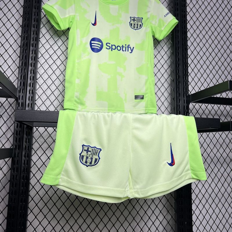 Barcelona Soccer Jersey Third Away Kids Kit Jersey+Shorts 2024/25 Spotify Logo Without Text