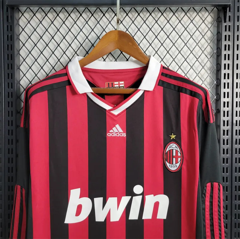 AC Milan Retro Soccer Jersey Home Long Sleeve Custom Shirt 2009/10