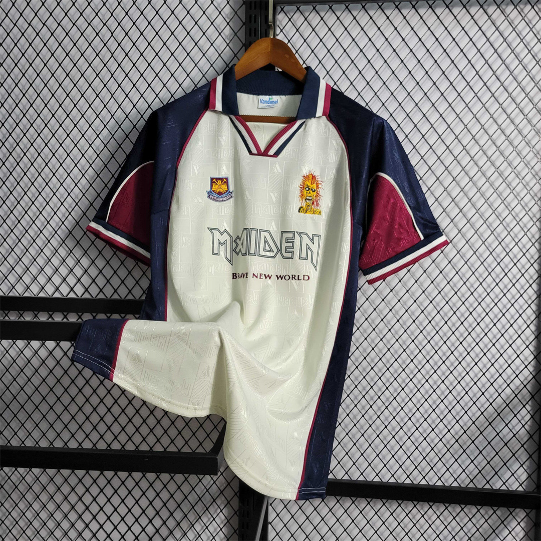 West Ham United Retro Football Jersey Iron Maiden Away Joint Board Shirt 1999/01