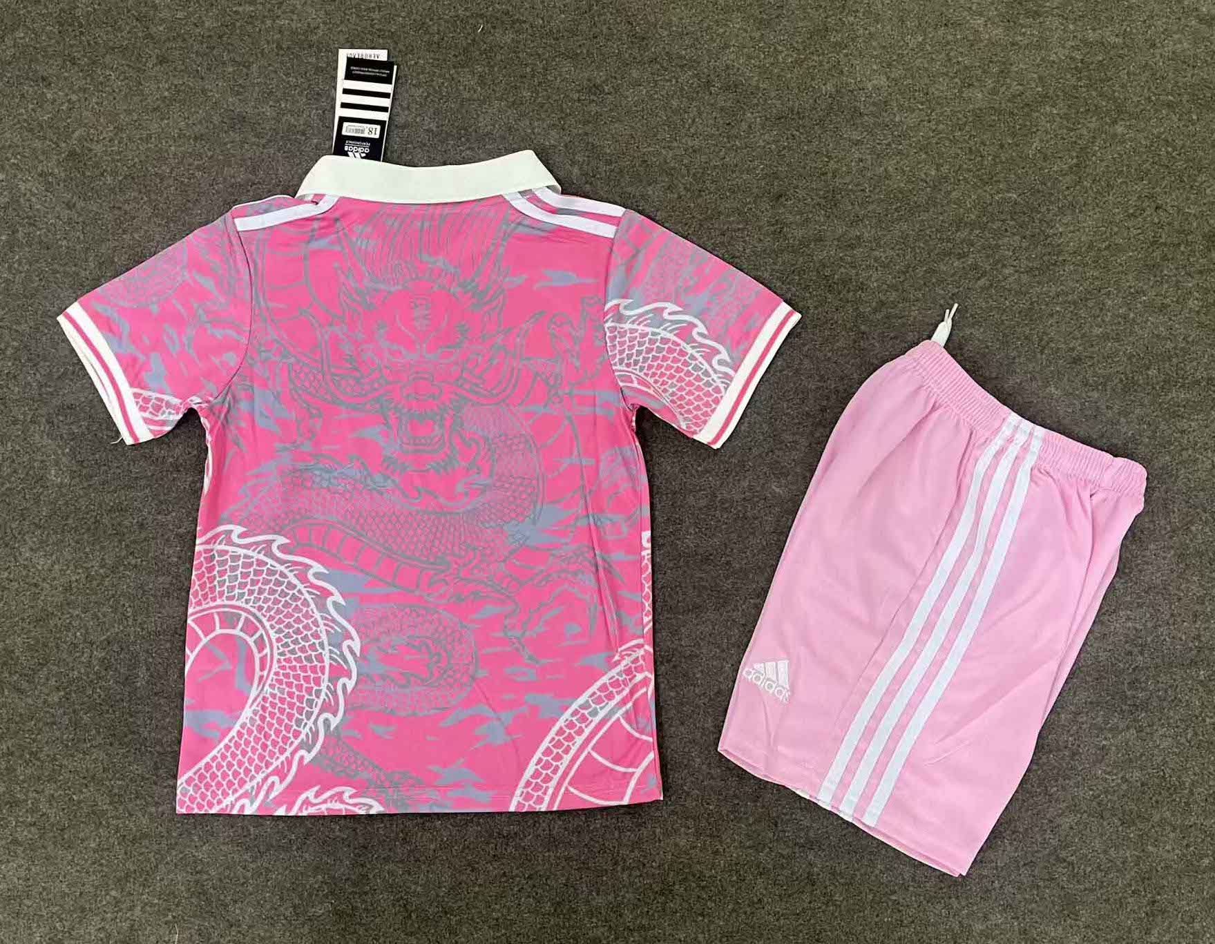 Real Madrid Soccer Jersey Dragon Pink Special Edition Kids Kit Jersey+Shorts 2025/26
