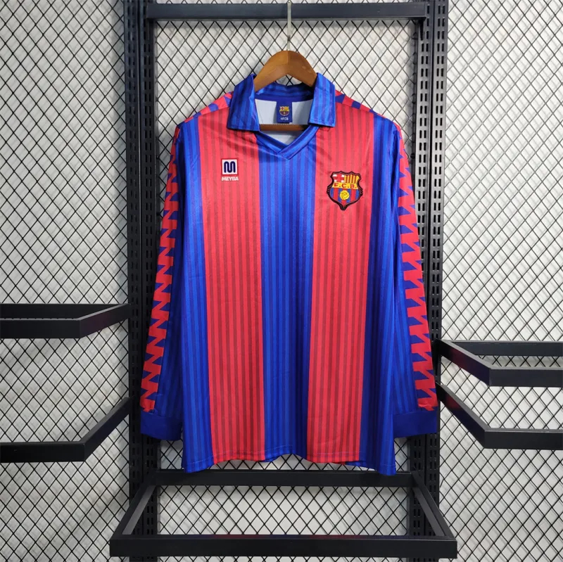 Barcelona Retro Jersey Home Long Sleeve Soccer Shirt 1991-92