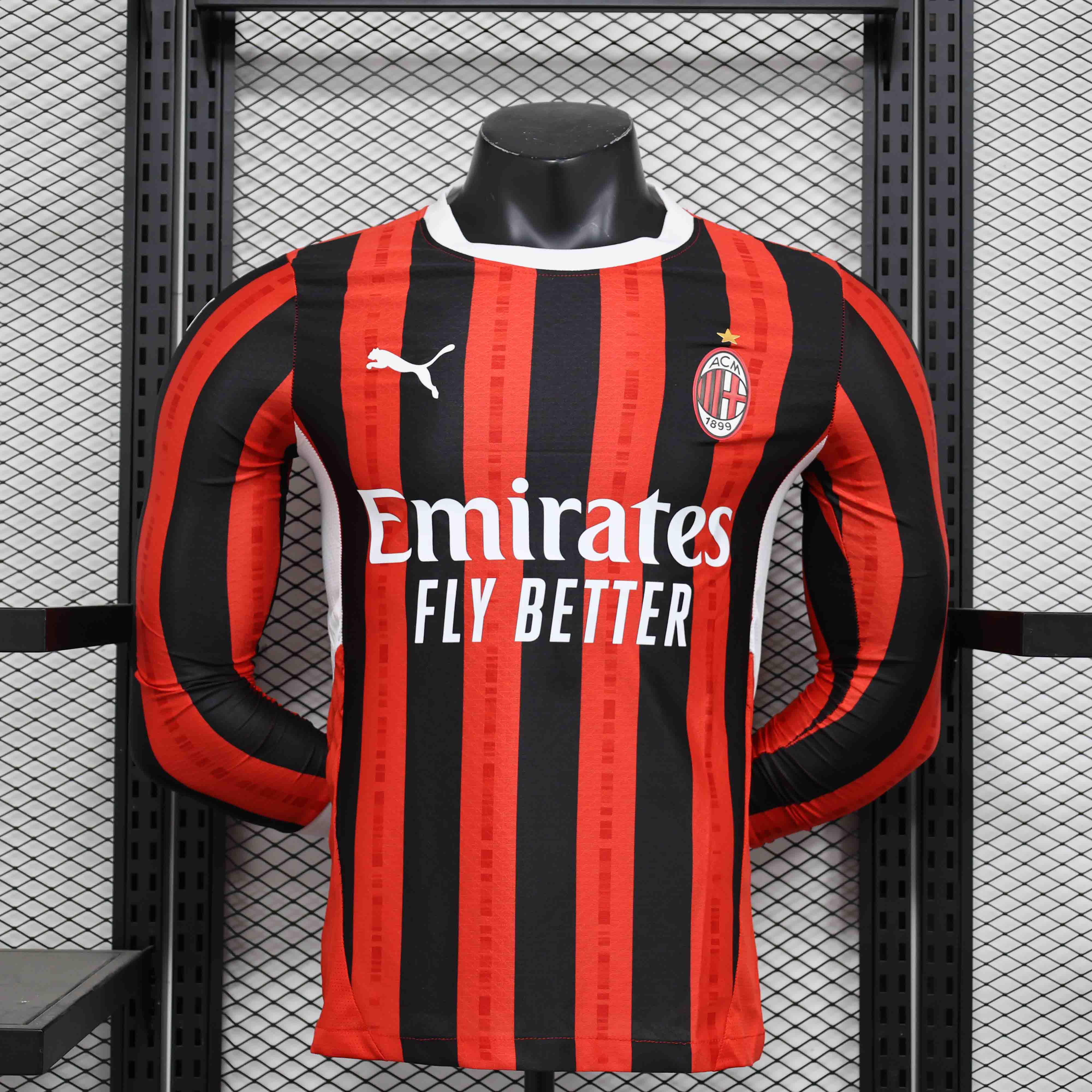 AC Milan Authentic Soccer Jersey Home Long Sleeve Shirt 2024/25