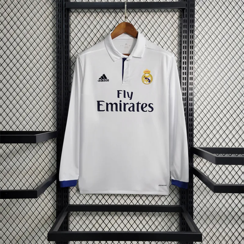 Real Madrid Retro Jersey Home Long Sleeve Soccer Shirt 2016/17