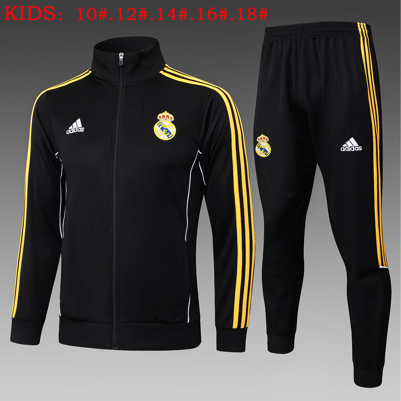Kids Real Madrid Training Kit (Jacket+Pants) Black 2025/26