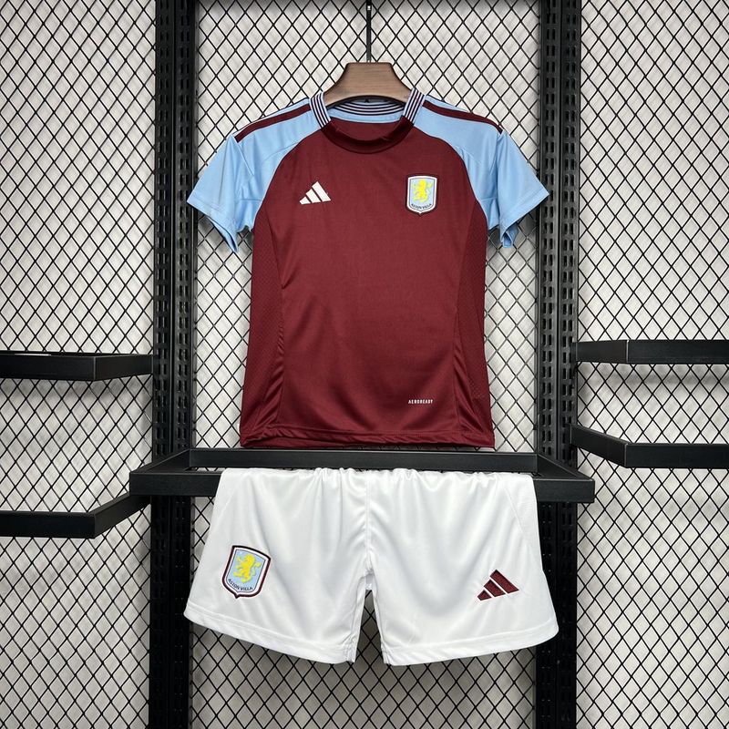Aston Villa Football Jersey Home Kids Kit Jersey+Shorts 2024/25