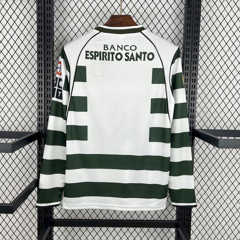 Sporting CP Retro Soccer Jersey Home Long Sleeve Custom Shirt 2001/03