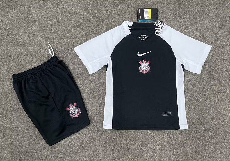Corinthians Soccer Jersey Away Kids Kit Jersey+Shorts 2025