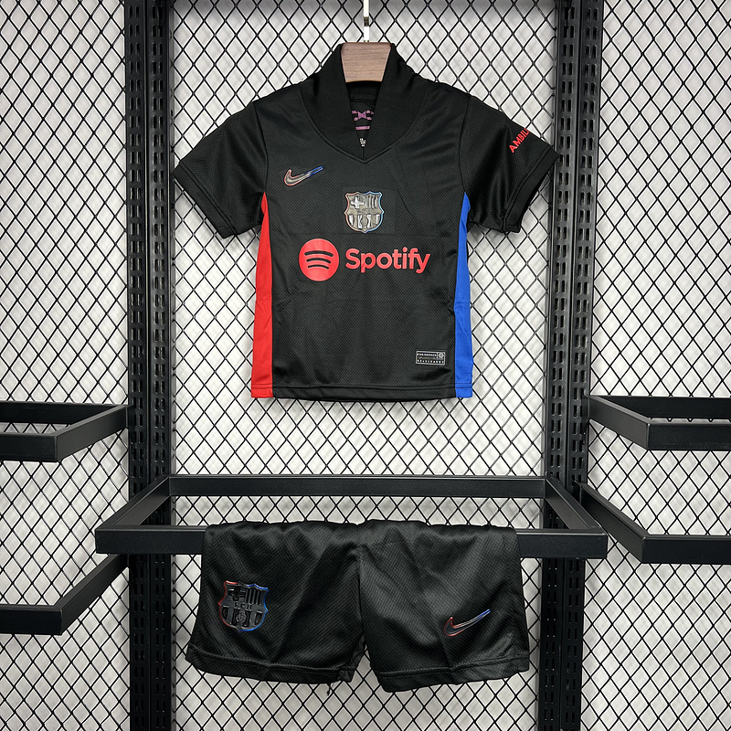 Barcelona Soccer Jersey Away Custom Kids Kit Jersey+Shorts 2024/25 Spotify Logo Without Text