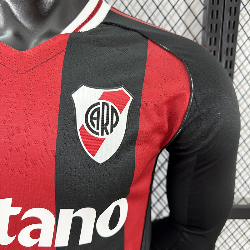 River Plate Authentic Soccer Jersey Away Long Sleeve Shirt 2025/26 - With Sponsors