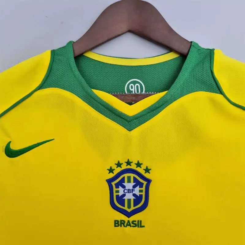 Brazil Retro Jersey Custom Home Soccer Jersey 2004