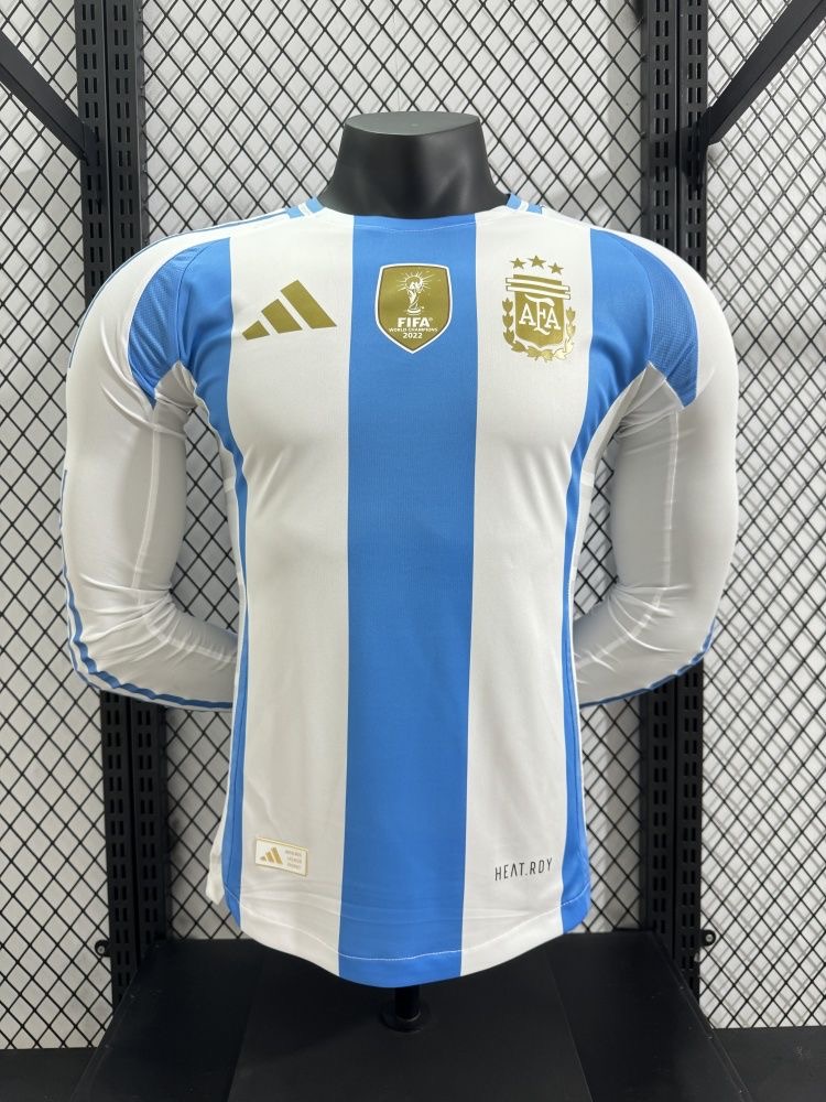 Argentina Authentic Soccer Jersey Home Long Sleeve Shirt 2024