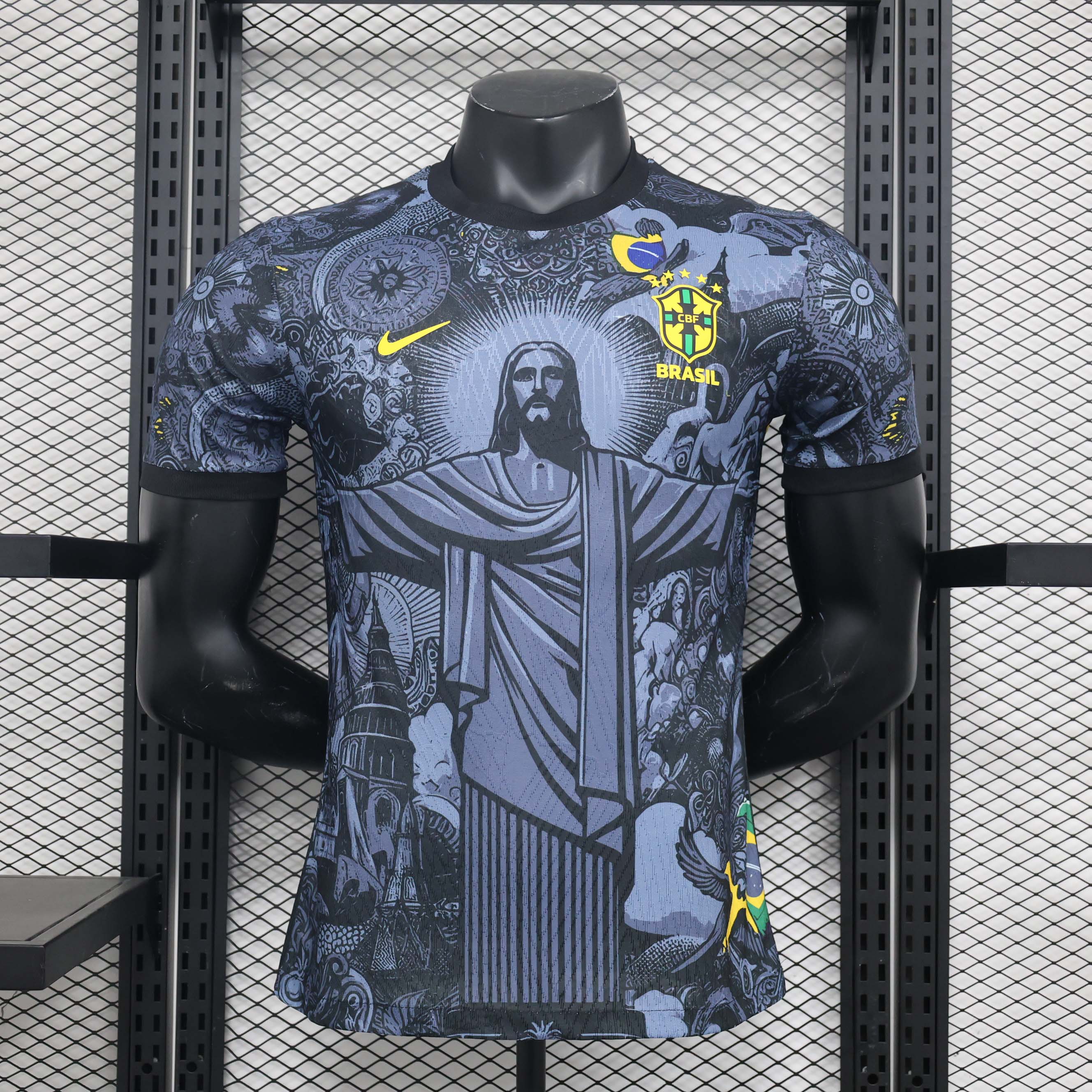 Brazil Authentic Soccer Jersey Jesus Christ the Redeemer Match Shirt 2024