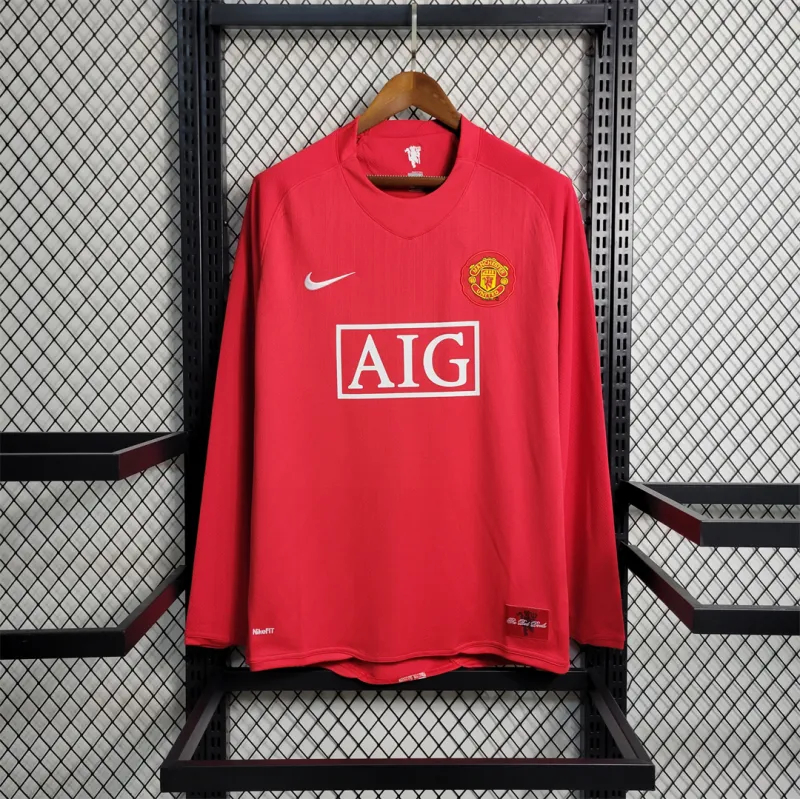 Manchester United Retro Home Long Sleeve Football Jersey Shirt 2007/08