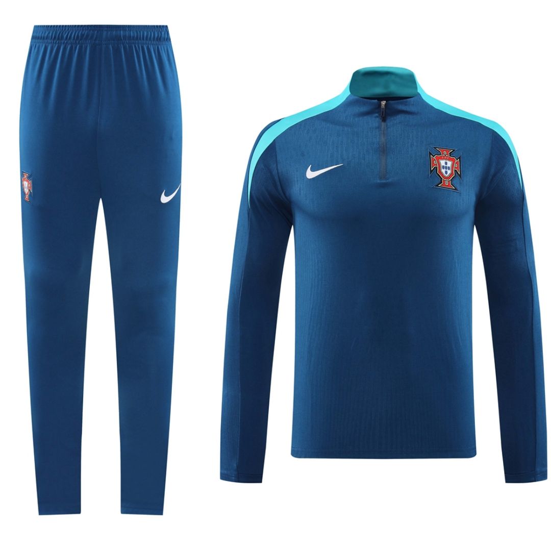 Portugal Zipper Sweatshirt Kit (Top+Pants) Blue 2024/25