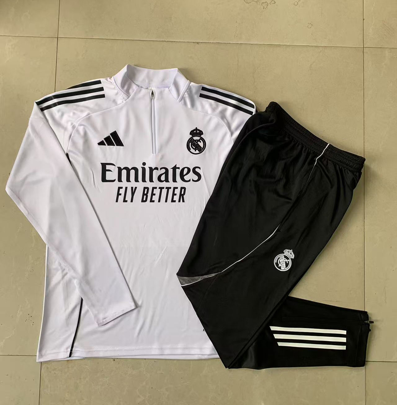 Kids Real Madrid Training Kit (Sweatshirt+Pants) White 2025/26