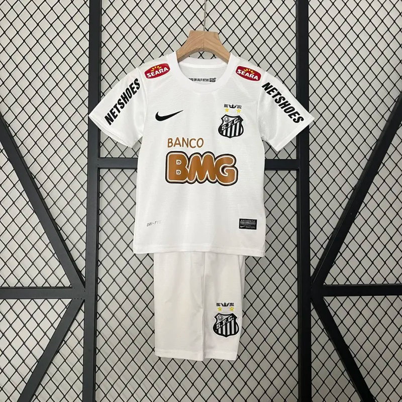 Santos FC Retro Soccer Jersey Home Kids Kit Jersey+Shorts 2012