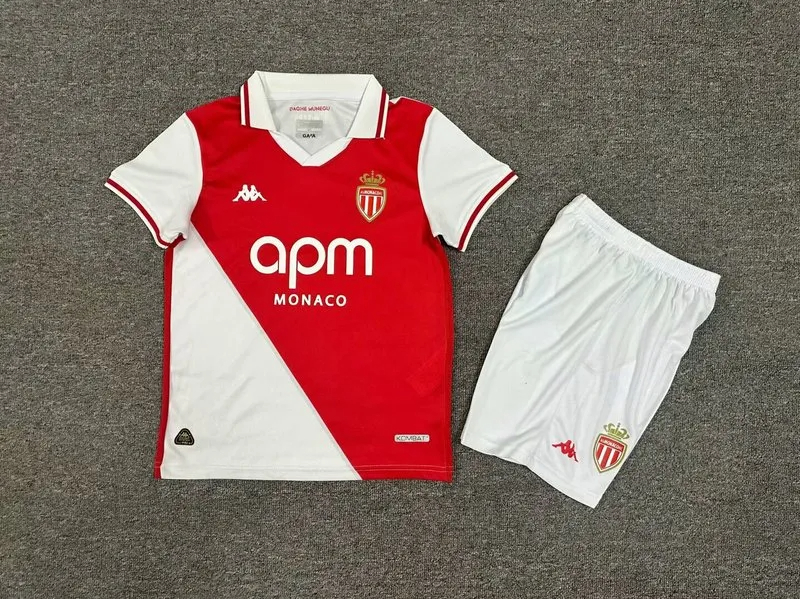 AS Monaco Soccer Jersey Home Kids kit Jerseys+Shorts 2024/25