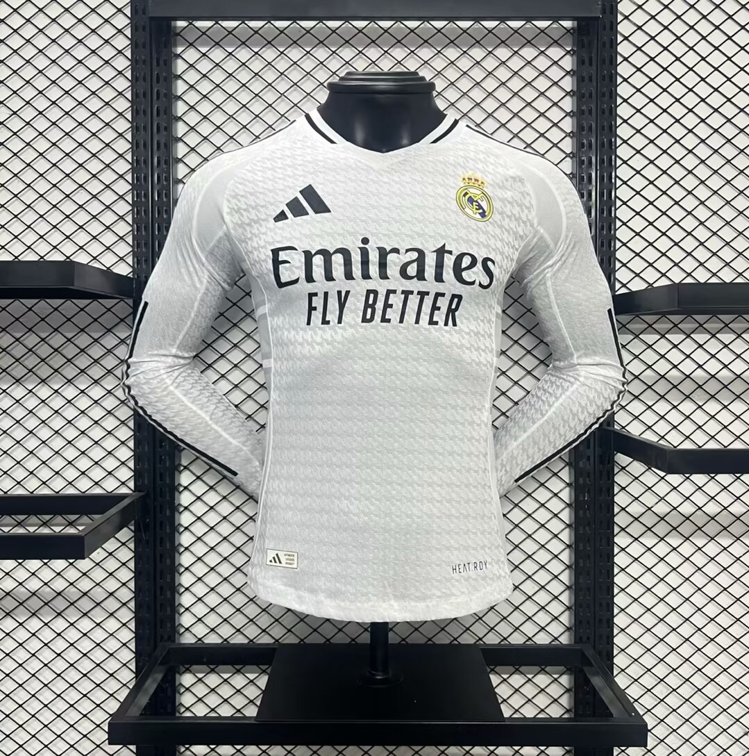Real Madrid Authentic Soccer Jersey Home Long Sleeve Shirt 2024/25