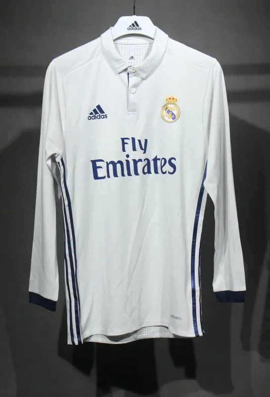 Real Madrid Authentic Retro Jersey Home Long Sleeve Soccer Shirt 2016/17