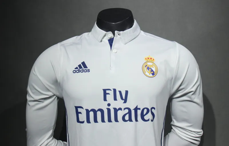 Real Madrid Authentic Retro Jersey Home Long Sleeve Soccer Shirt 2016/17